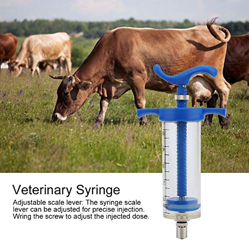 Mumusuki Jeringa Animal Reutilizable Jeringa Veterinaria Jeringa de Acero plástico 50ml para Equipos de Aves de Corral agrícolas Animales