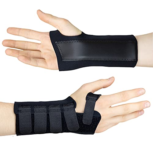 Muñequeras Ferula Neopreno Negro Actesso - Muñeca Rigida - Alivio del esguinces, dolor de muñeca y tunel carpiano (Grande, Negra Izquierda)