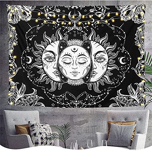 MUPUSA Decoración virtual Vivir Ornamento Hogar Tapiz Fondo Sol Pared Sala Decoración del hogar (negro)