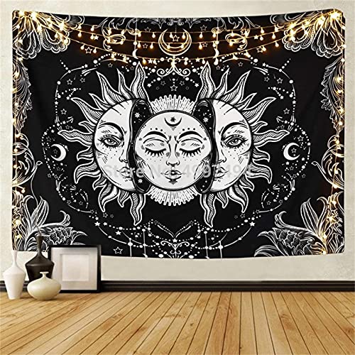 MUPUSA Decoración virtual Vivir Ornamento Hogar Tapiz Fondo Sol Pared Sala Decoración del hogar (negro)
