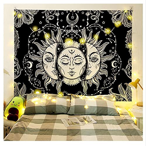MUPUSA Decoración virtual Vivir Ornamento Hogar Tapiz Fondo Sol Pared Sala Decoración del hogar (negro)