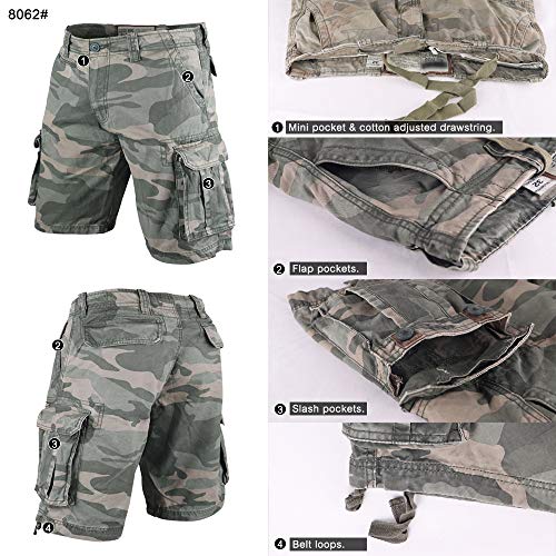 Muscle Alive Hombres Cargo Shorts Vintage Deportes Cámping Excursionismo Camuflaje Pantalones Cortos Algodón Camuflaje Oscuro 36