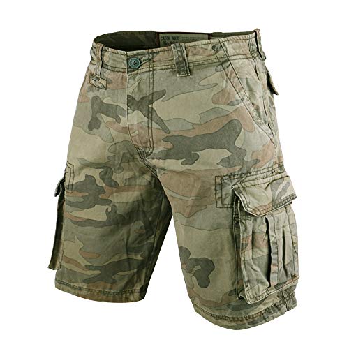 Muscle Alive Hombres Cargo Shorts Vintage Deportes Cámping Excursionismo Camuflaje Pantalones Cortos Algodón Camuflaje Oscuro 36