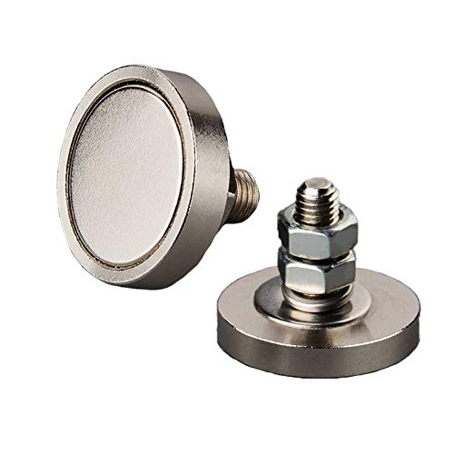 Mutuactor 4 Pcs imanes neodimio redondo potentes,Fuerza de tracción magnética vertical 23 kg,D30mm Con perno roscado macho M6,Apto para luces LED fijas ycámaras,Herramientas,Bricolaje,Cocina,Industria