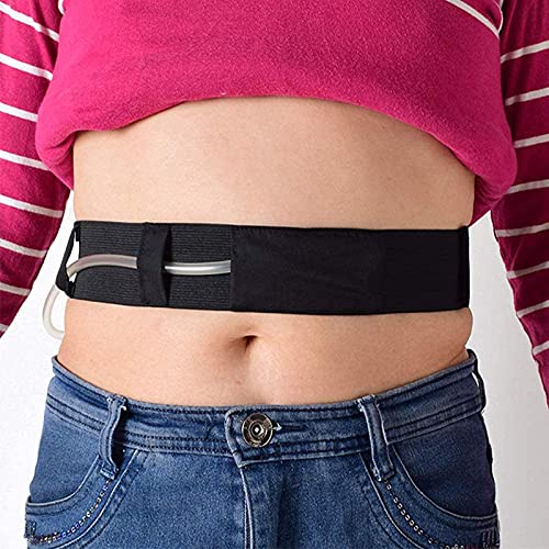 MUYU Cinturón peritoneal para diálisis, soporte para tubo de catéter y tubo de drenaje de pacientes, cuidado médico para pacientes. Negro M