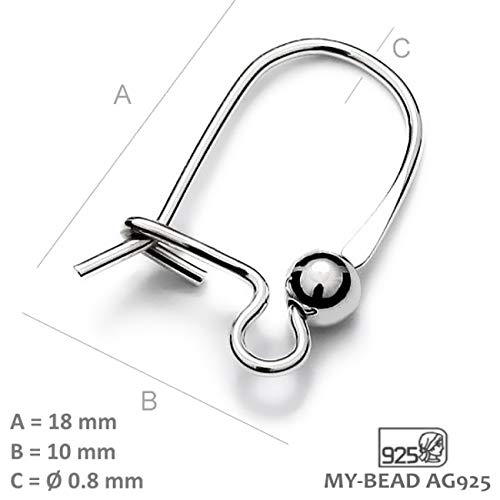 My-Bead 5 pares pendientes ganchos cierres de clip 18mm plata de ley 925 accesorios de joyería de calidad