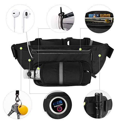 MYCARBON Cinturón de Correr para Botellas de Agua Bolsa Deportiva Riñonera Impermeable Running con Bandas Reflectantes Multi-Capa Alta Capacidad para Deportes Gimnasio para Móvil de 6 Pulgadas