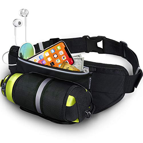 MYCARBON Cinturón de Correr para Botellas de Agua Bolsa Deportiva Riñonera Impermeable Running con Bandas Reflectantes Multi-Capa Alta Capacidad para Deportes Gimnasio para Móvil de 6 Pulgadas