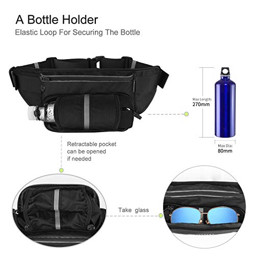 MYCARBON Cinturón de Correr para Botellas de Agua Bolsa Deportiva Riñonera Impermeable Running con Bandas Reflectantes Multi-Capa Alta Capacidad para Deportes Gimnasio para Móvil de 6 Pulgadas