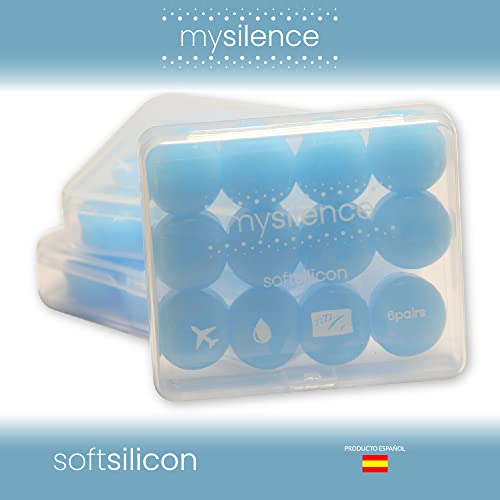 mysilence 12 Tapones Oído de Silicona Suaves, reutilizables, eliminación del ruido para Dormir, Natación, Avión