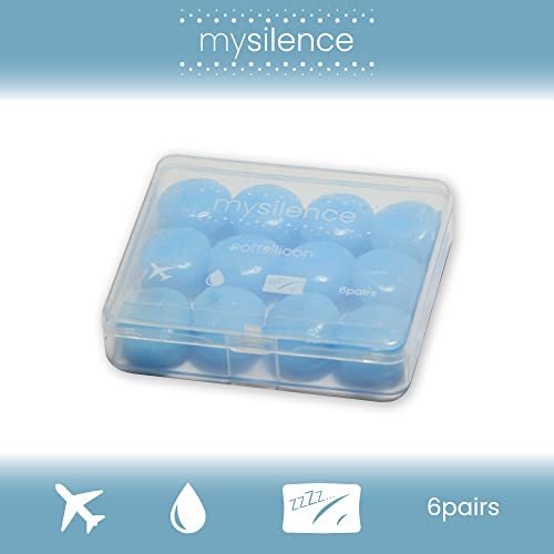 mysilence 12 Tapones Oído de Silicona Suaves, reutilizables, eliminación del ruido para Dormir, Natación, Avión