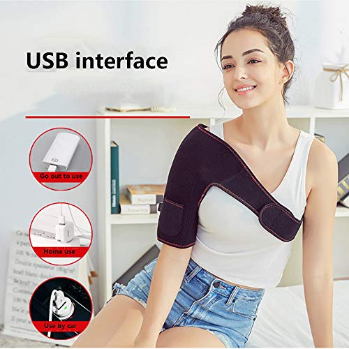 N \ A Almohadilla Térmica para Hombros con Masajeador De Vibración, Soporte Calefactable para Envolver El Manguito Rotador, Articulación, Lesión del Tendón, Alivio del Dolor De Artritis