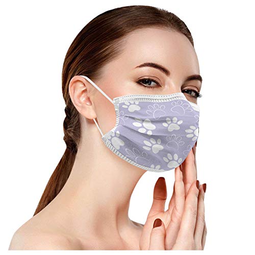 N / C 50 Adultos Unidades Moda De_Mascarilla_ D_esechables Impresión de Pata Gato con Estampado 1 Paquete 5 Colores Decorativa 3 Capas para picnics al Aire Libre Adecuado para Viajar Respirable