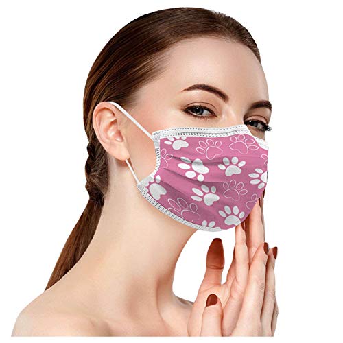 N / C 50 Adultos Unidades Moda De_Mascarilla_ D_esechables Impresión de Pata Gato con Estampado 1 Paquete 5 Colores Decorativa 3 Capas para picnics al Aire Libre Adecuado para Viajar Respirable