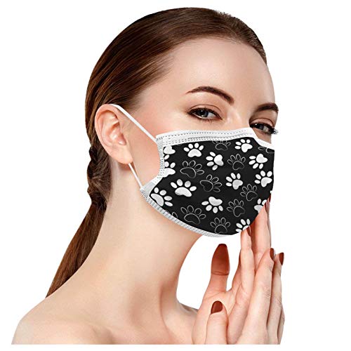 N / C 50 Adultos Unidades Moda De_Mascarilla_ D_esechables Impresión de Pata Gato con Estampado 1 Paquete 5 Colores Decorativa 3 Capas para picnics al Aire Libre Adecuado para Viajar Respirable
