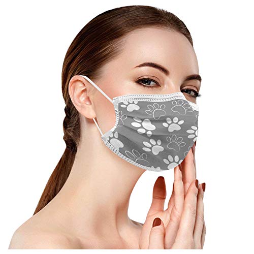 N / C 50 Adultos Unidades Moda De_Mascarilla_ D_esechables Impresión de Pata Gato con Estampado 1 Paquete 5 Colores Decorativa 3 Capas para picnics al Aire Libre Adecuado para Viajar Respirable