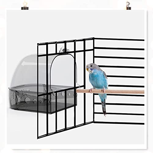 N-D Bañera para pájaros, loros, bañera, comedero colgante, jaula para pájaros, accesorio para, para pequeños pájaros, pinzones, periquitos, canarios, loro, transparente, 15,5 x 13 x 15,3 cm