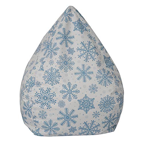 N /D Bean Bags Funda para silla de almacenamiento de animales de peluche para interiores y exteriores para niños y adolescentes adultos/frijoles no incluidos (copos de nieve blancos
