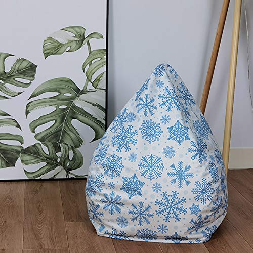 N /D Bean Bags Funda para silla de almacenamiento de animales de peluche para interiores y exteriores para niños y adolescentes adultos/frijoles no incluidos (copos de nieve blancos