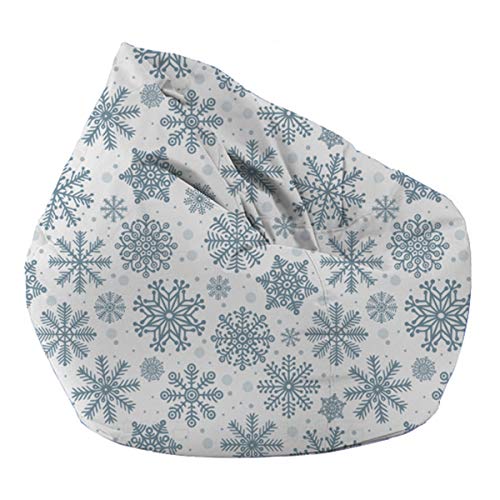 N /D Bean Bags Funda para silla de almacenamiento de animales de peluche para interiores y exteriores para niños y adolescentes adultos/frijoles no incluidos (copos de nieve blancos