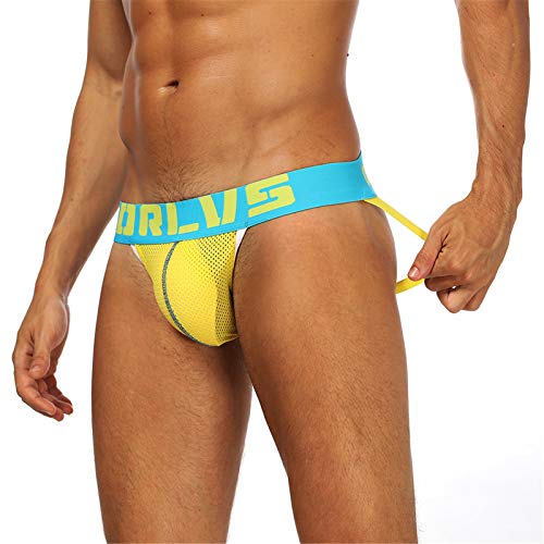 N/ Hombre Calzoncillos Sexy para Hombre Tangas Suspensorios Sexywear Transpirable Ropa Interior Gay Ropa Interior U Convex Cómodo Slip Tanga Respirable Sexy Bikini Bragas(Amarillo)