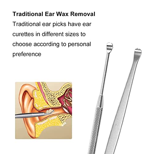 NA 6 unids/Set EARPICKS Cuchara de Acero Inoxidable Ear Cera Removedor de Cera Lavable Reutilizable Curtle Curtte Cuerpo Picadores Hogar, Negro