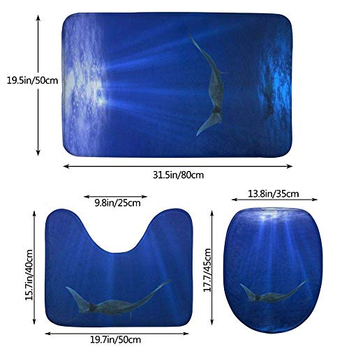 N\A Palm Tree Tropical Beach Under Shadows at Sunset Ocean Waves Serenity of Paradise in Nature Juego de alfombras de baño 3PCS Alfombra de baño Antideslizante Contorno, tapete y Tapa de Inodoro