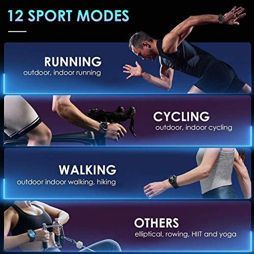 Naack Bluetooth Smart Watch Pantalla táctil IP68 Impermeable Frecuencia cardíaca Monitoreo de la presión Arterial Salud Deportes Fitness Rastreador Pulsera de Actividad Compatible con iOS y Android