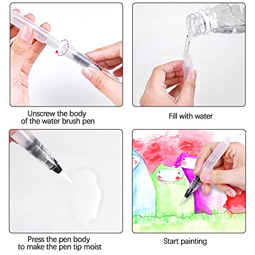 Nabance Rotuladores Acuarelables, 72 Colores Sets de Pinceles de Acuarela para Niños y Adulto, con 3 Pincel de Agua, 6 Plantillas, 10 Hojas de Papel de Dibujo, 1 Libro para Colorear, Manga y Dibujos