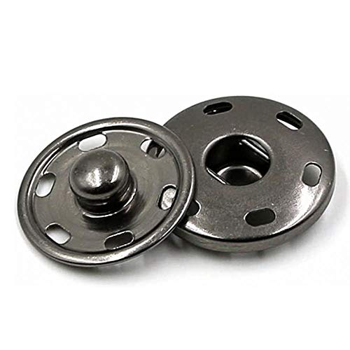 NACTECH Botone de Costura de Presion 24 set Botones a Presión de Costura de Metal para Chaquetas con Cierre a Presión de 15 mm Negro Falda Abrigo Titch Twitch Craft Doll