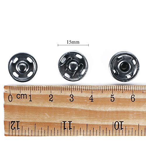 NACTECH Botone de Costura de Presion 24 set Botones a Presión de Costura de Metal para Chaquetas con Cierre a Presión de 15 mm Negro Falda Abrigo Titch Twitch Craft Doll