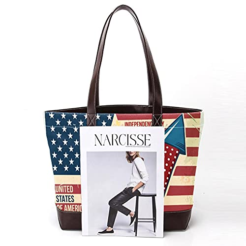 NaiiaN Bolsos de hombro 4 de julio Día de la dependencia estadounidense Correa liviana para madres Mujeres Niñas Señoras Estudiante Monedero Bolso de compras Bolsos