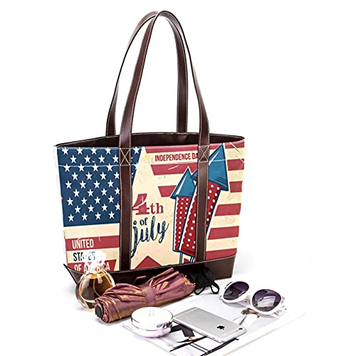 NaiiaN Bolsos de hombro 4 de julio Día de la dependencia estadounidense Correa liviana para madres Mujeres Niñas Señoras Estudiante Monedero Bolso de compras Bolsos