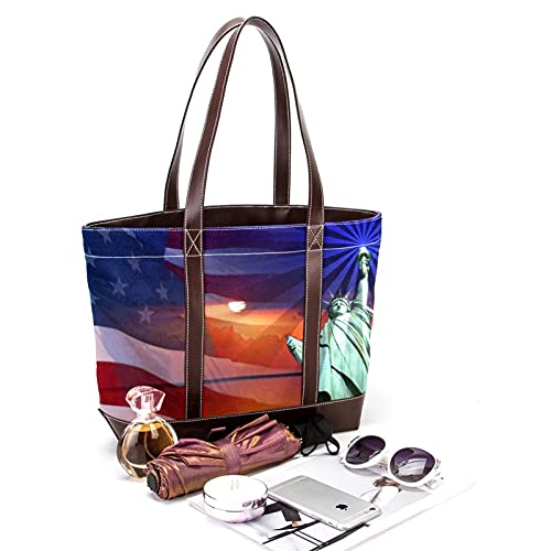 NaiiaN Bolsos de hombro Bolsos Bolso de mano para madres Mujeres Niñas Señoras Estudiante Ligero Correa Monedero Compras atardecer 4 de julio en el día de la dependencia