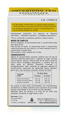 NATURA ESSENZIALE Valeriana Leo - 60 comprimidos - Favorece la tranquilidad y la calma - Complemento alimenticio con extractos de valeriana, pasiflora y espino blanco. A partir de 12 años.