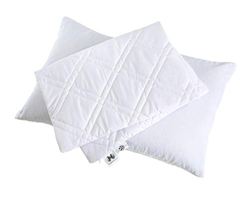 NATURECA - Almohada de espelta con cojín de trigo sarraceno 2 en 1, cáscaras de trigo sarraceno y espelta natural, cojín con funda lavable de algodón, cojín cervical 40 x 60 cm