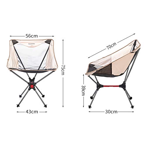 Naturehike Silla Silla Plegable Portátil Ultraligero Luna Silla Que Acampa Luz se Puede Utilizar para el Jardín y Pesca de Picnic (Caqui)