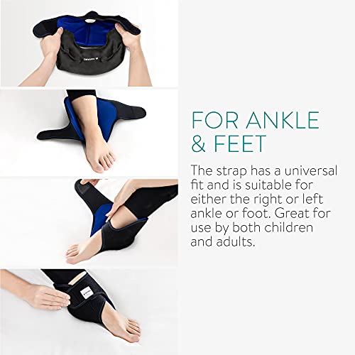 Navaris 2x Bolsa de gel para frío y calor - Compresas ajustables para tobillo tobillos - Banda para los pies - Aplicar temperatura caliente y fría