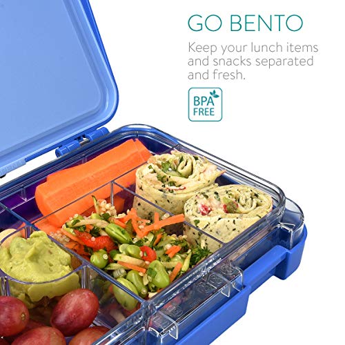 Navaris Fiambrera hermética para Comida - Lunch Box sin BPA con divisores - Bento Box para merienda Almuerzo Desayuno Cena de niños y Adultos - Azul