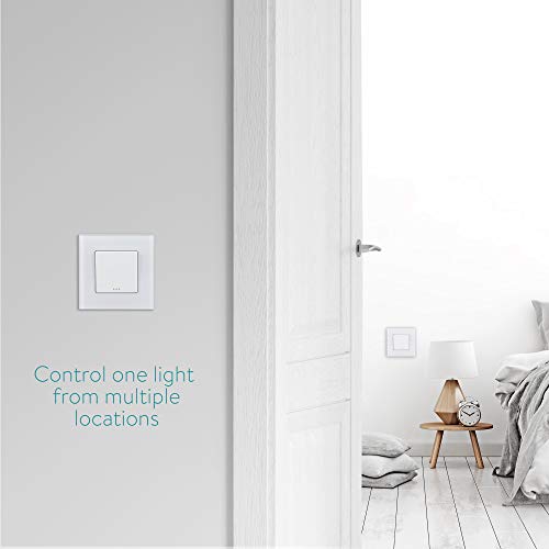 Navaris Interruptor de pared de cristal - Switch con pulsador para luz - Placa individual de vidrio de 8.5 x 8.5 x 4 CM empotrable en pared - Blanco
