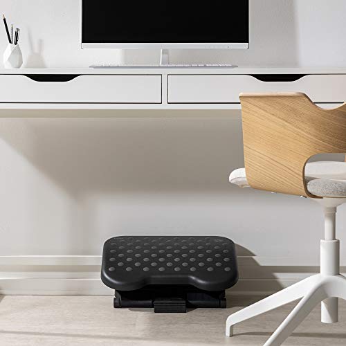 Navaris Reposapiés de Oficina - Soporte alzador de pies inclinable 0-25° - Apoyo ergonómico con Efecto Masaje - Base para pies de 43.7 x 33 CM