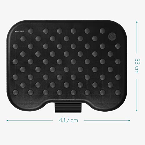 Navaris Reposapiés de Oficina - Soporte alzador de pies inclinable 0-25° - Apoyo ergonómico con Efecto Masaje - Base para pies de 43.7 x 33 CM