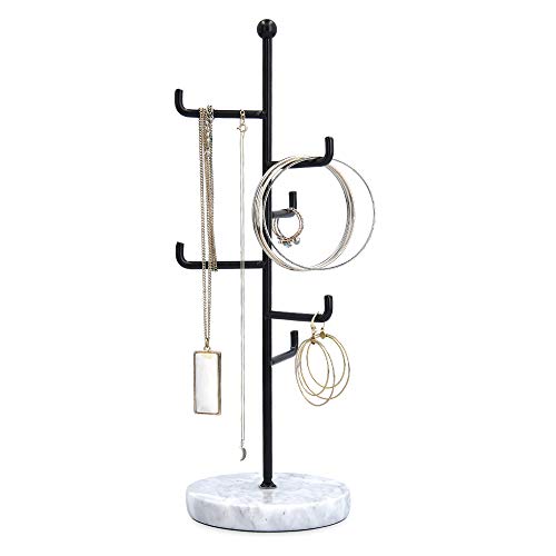 Navaris Soporte para Joyas y Accesorios - Árbol joyero cuelga Collares Pendientes Pulseras Cadenas y Anillos - Porta joyería de Metal con 6X Barra