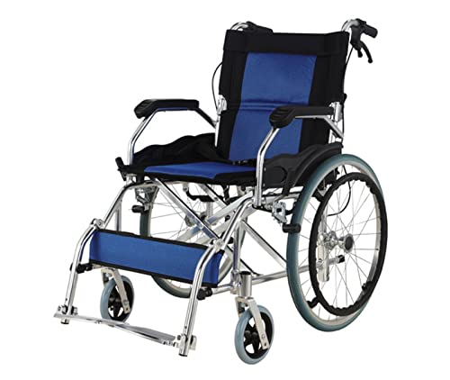 NBMNN Silla de Ruedas Portátil Plegable, Transporte Silla de Ruedas Manual Portátil Fuerte Resistente Cómodo Ligero con Freno de Mano y Reposapiés para Ancianos A,One Size