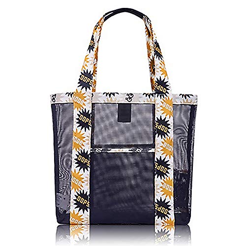 N/D Yisika Bolsa de Playa Grande Bolsa de Malla de Playa Gran Mercado Ligero para Almacenamiento Juguetes Lavable y Transpirable,para la Playa,Natacición,Camping