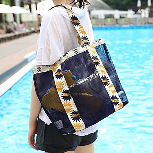 N/D Yisika Bolsa de Playa Grande Bolsa de Malla de Playa Gran Mercado Ligero para Almacenamiento Juguetes Lavable y Transpirable,para la Playa,Natacición,Camping