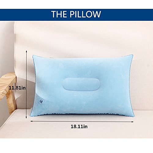 Ndier Cojín hinchable de viaje, cojín de sofá, 2 unidades, portátil y ligero, cojín de camping para actividades al aire libre, camping, exterior, oficina, casa, sofá, gris y azul, 2 unidades