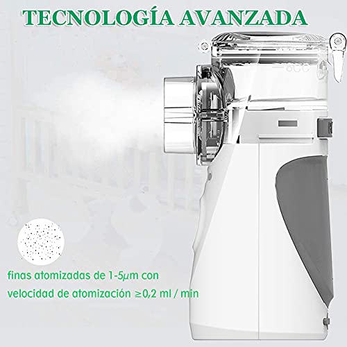 Nebulizador, Nebulizador Niños Inhaladores Eléctricos Nebulizador Silenciosos Funciona con Batería/Cable USB Nebulizador Portátil para Adultos Niños