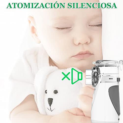 Nebulizador, Nebulizador Niños Inhaladores Eléctricos Nebulizador Silenciosos Funciona con Batería/Cable USB Nebulizador Portátil para Adultos Niños