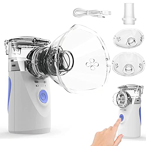 Nebulizador Portatil Inhalador, AITOO Mini Inhalador Atomizador, Nebulizador Portátil Tecnología Mesh, Inhaladores Eléctricos Silenciosos Portatil para Adultos y Niños Funciona con Batería Cable USB